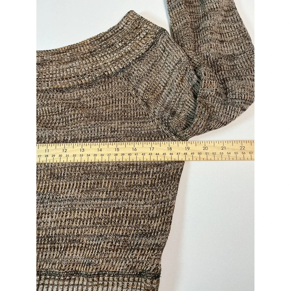 Free People Sugar Rush Off The Shoulder Sweater Brown Marled Knit Cropped Size S